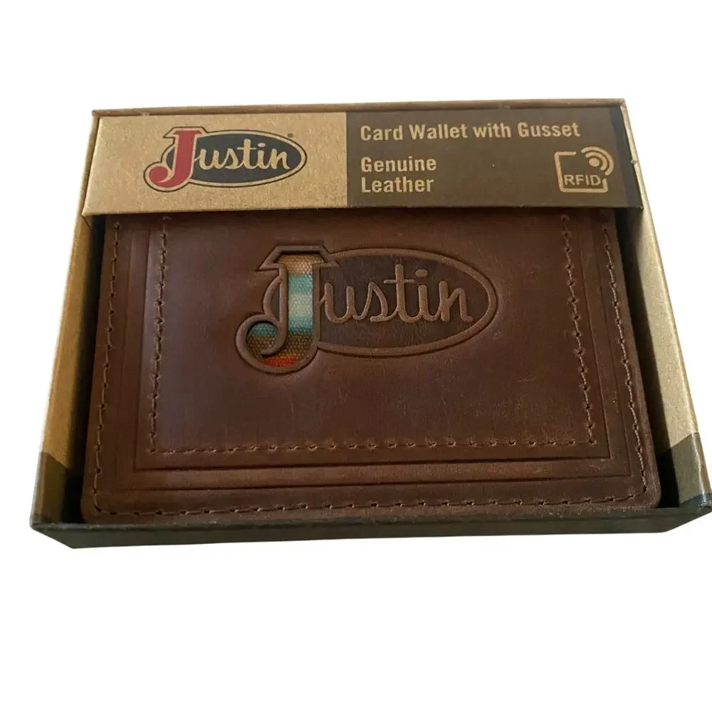 NWT Men’s JUSTIN Front Pocket Genuine Leather Brown RFID Card Wallet 2122825W7